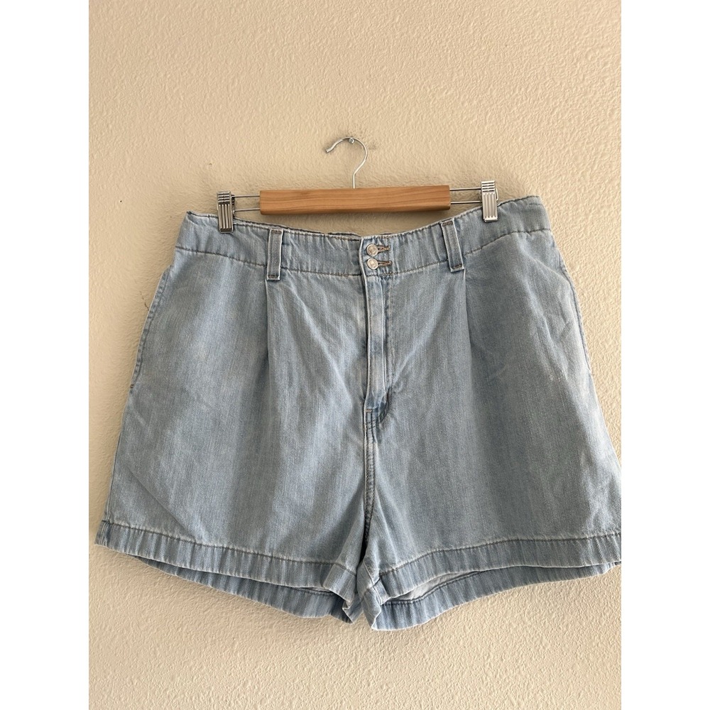 Levi's Denizen Loose A-Line Denim Shorts Elastic Waist Light Wash Size 14 Casual